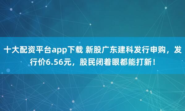 十大配资平台app下载 新股广东建科发行申购，发行价6.56元，股民闭着眼都能打新！