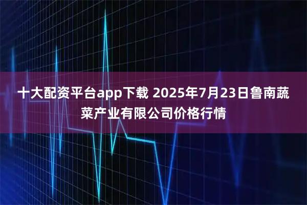 十大配资平台app下载 2025年7月23日鲁南蔬菜产业有限公司价格行情